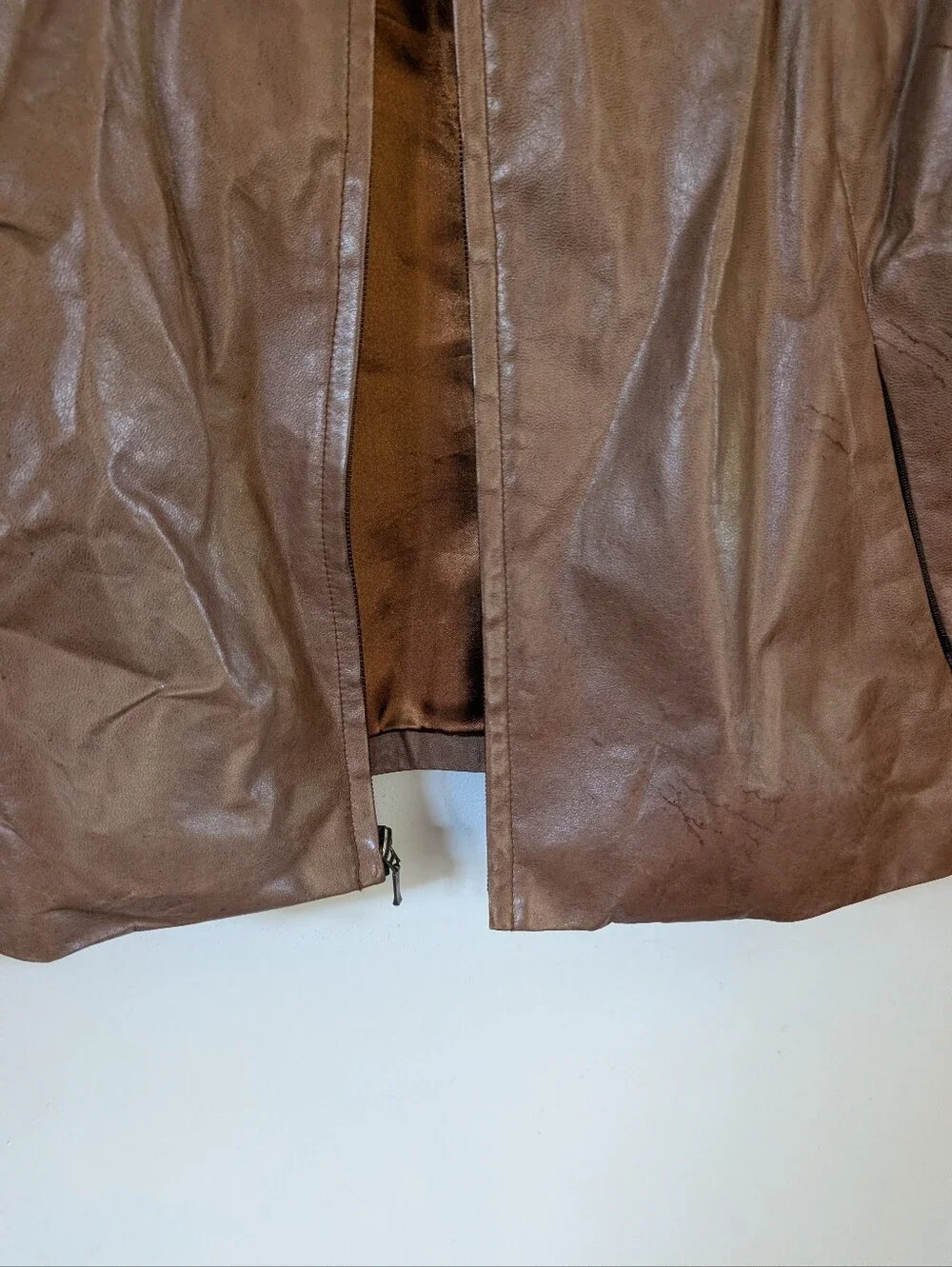 Wilsons Leather Womens Brown Leather Zip Front Jacket L Large